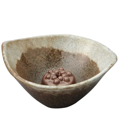 香皿 香立/ 葉型 ミニ香立鉢 (香玉付) 茶志野 /アロマ プレゼント 贈り物 箱入り