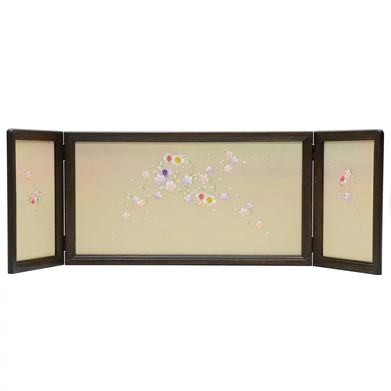 アウトレット品 雛人形三月屏風 屏風のみ 13号 刺繍金彩花丸 桂 飾り幅100~105cm (22a-ya-2122) インテリア ディスプレイ 見切処分品
