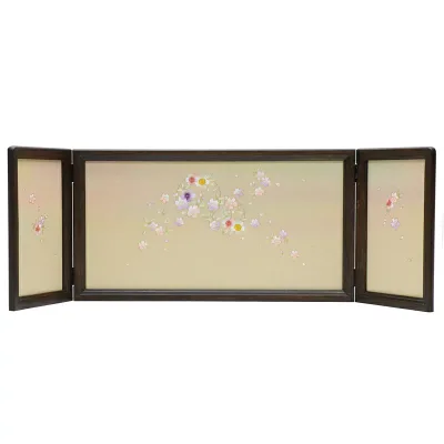 アウトレット品 雛人形三月屏風 屏風のみ 13号 刺繍金彩花丸 桂 飾り幅100~105cm (22a-ya-2122) インテリア ディスプレイ 見切処分品