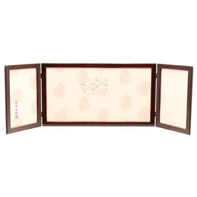 アウトレット品 屏風単品 三曲屏風 45cm 桃色 刺繍桜 レトロ アートスタンド 幅120cm (26a-ya-0939) インテリア ディスプレイ 見切処分品