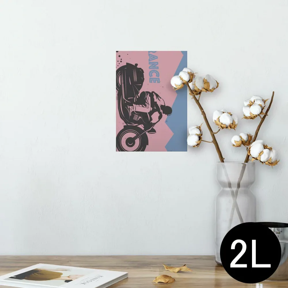 ポスター ウォールステッカー シール式ステッカー 飾り 127×178mm 2L 写真 フォト 壁 インテリア おしゃれ 剥がせる wall sticker poster 011208 乗り物 バイク 青 ピンク
