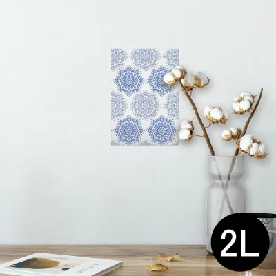 ポスター ウォールステッカー シール式ステッカー 飾り 127×178mm 2L 写真 フォト 壁 インテリア おしゃれ 剥がせる wall sticker poster 013969 エレガント 模様 青