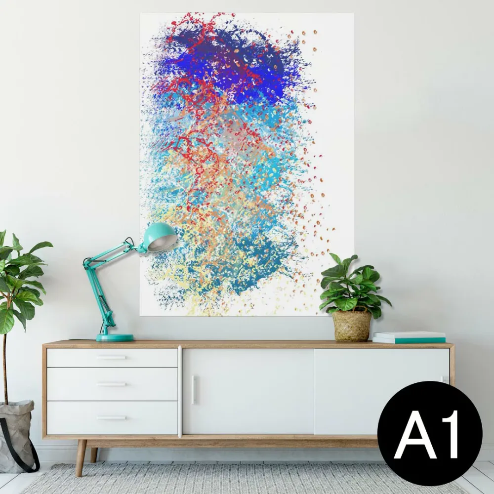 ポスター ウォールステッカー シール式ステッカー 飾り 594×841mm A1 写真 フォト 壁 インテリア おしゃれ 剥がせるwall sticker poster 008597 インク 青 ブルー 模様 ペンキ