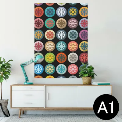 ポスター ウォールステッカー シール式ステッカー 飾り 594×841mm A1 写真 フォト 壁 インテリア おしゃれ 剥がせるwall sticker poster 008814 模様 雪 結晶 カラフル