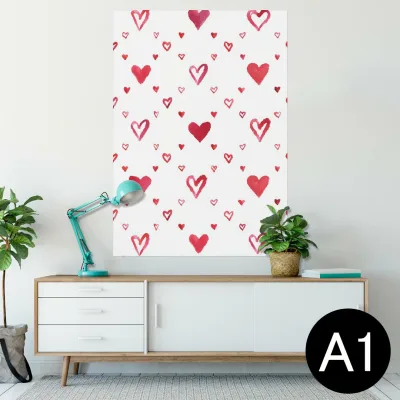 ポスター ウォールステッカー シール式ステッカー 飾り 594×841mm A1 写真 フォト 壁 インテリア おしゃれ 剥がせるwall sticker poster 010852 ハート 赤 色彩