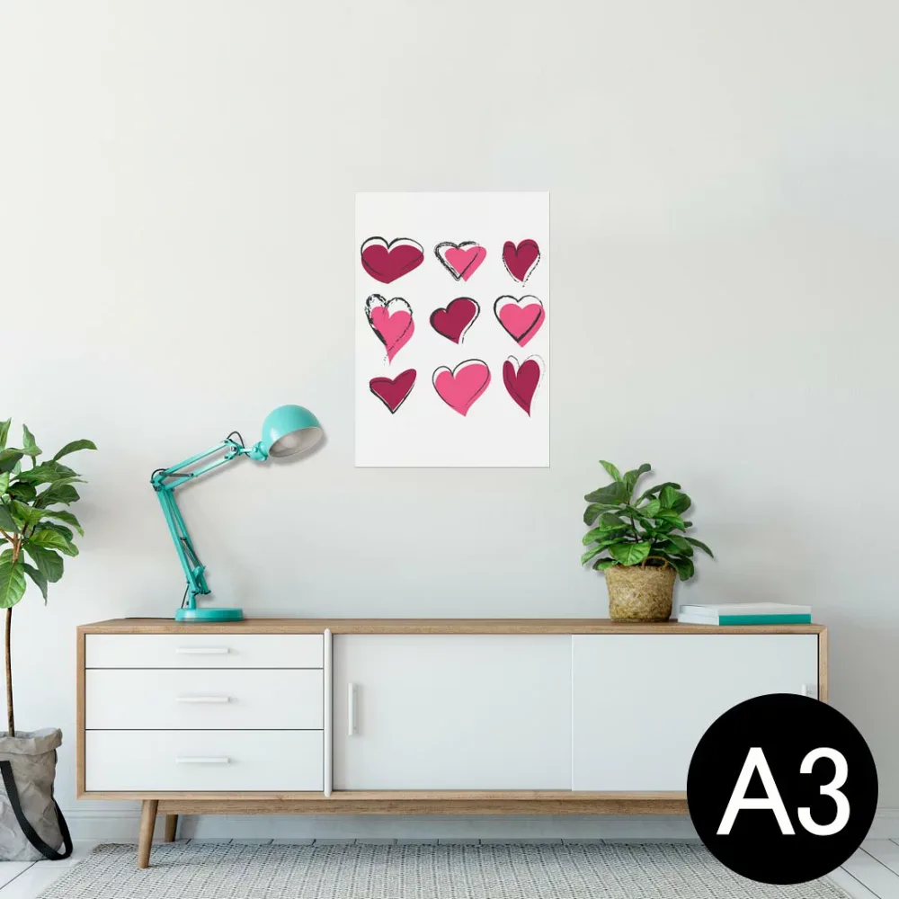 ポスター ウォールステッカー シール式ステッカー 飾り 297×420mm A3 写真 フォト 壁 インテリア おしゃれ 剥がせる wall sticker poster 008599 赤 レッド ピンク ハート