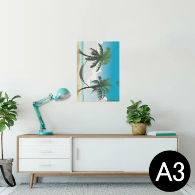 ポスター ウォールステッカー シール式ステッカー 飾り 297×420mm A3 写真 フォト 壁 インテリア おしゃれ 剥がせる wall sticker poster 001349 ヤシの木 南国