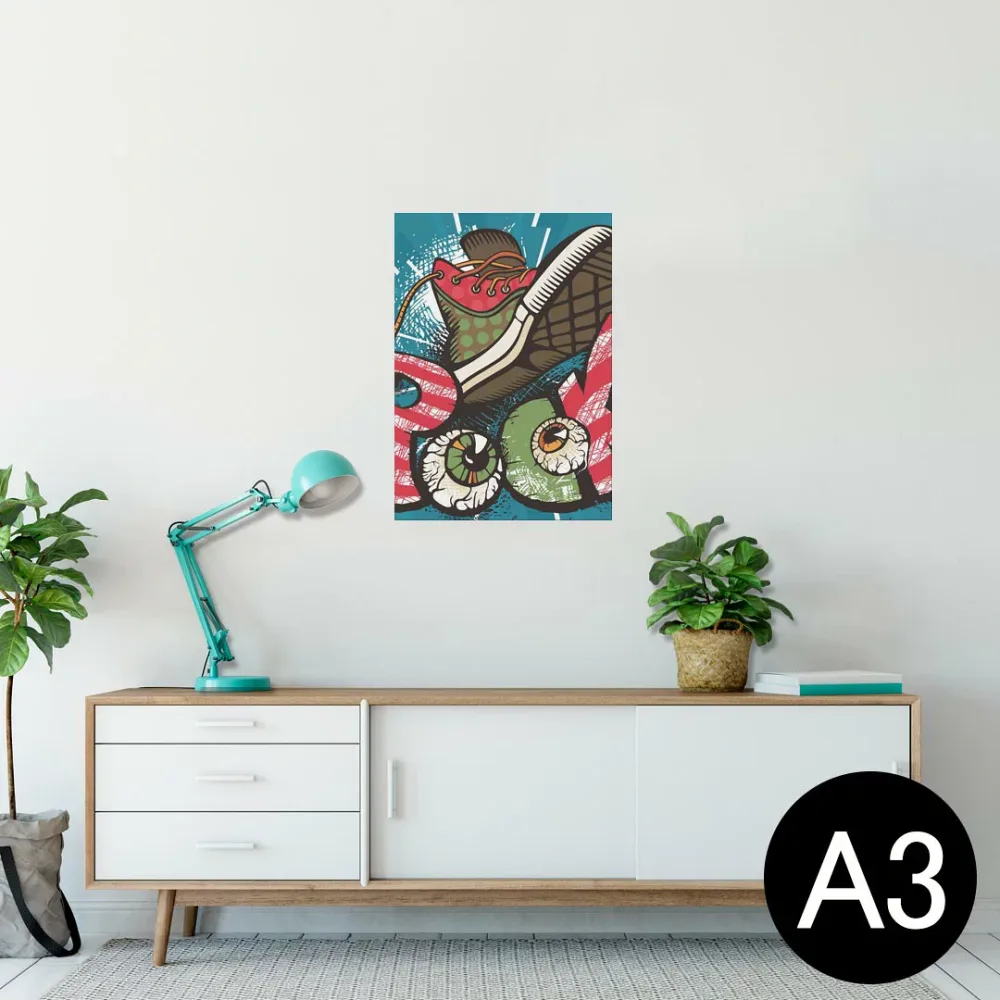 ポスター ウォールステッカー シール式ステッカー 飾り 297×420mm A3 写真 フォト 壁 インテリア おしゃれ 剥がせる wall sticker poster 006894 靴 英語 イラスト