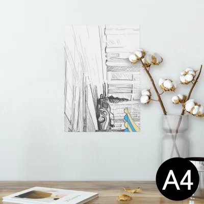 ポスター ウォールステッカー シール式ステッカー 飾り 210×297mm A4 写真 フォト 壁 インテリア おしゃれ 剥がせる wall sticker poster 010819 イラスト 車 風景