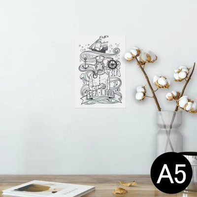 ポスター ウォールステッカー シール式ステッカー 飾り 148×210mm A5 写真 フォト 壁 インテリア おしゃれ 剥がせる wall sticker poster 014811 海 船 人