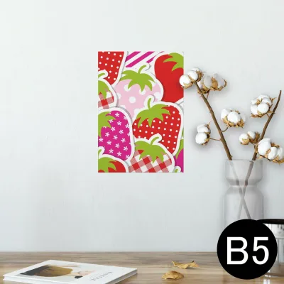 ポスター ウォールステッカー シール式ステッカー 飾り 182×257mm B5 写真 フォト 壁 インテリア おしゃれ 剥がせる wall sticker poster 005162 苺 赤 ポップ