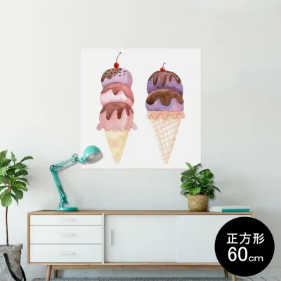 ポスター ウォールステッカー シール式ステッカー 飾り 90×90cm Lsize 正方形 壁 インテリア おしゃれ 剥がせる wall sticker poster 009624 デザート カラフル