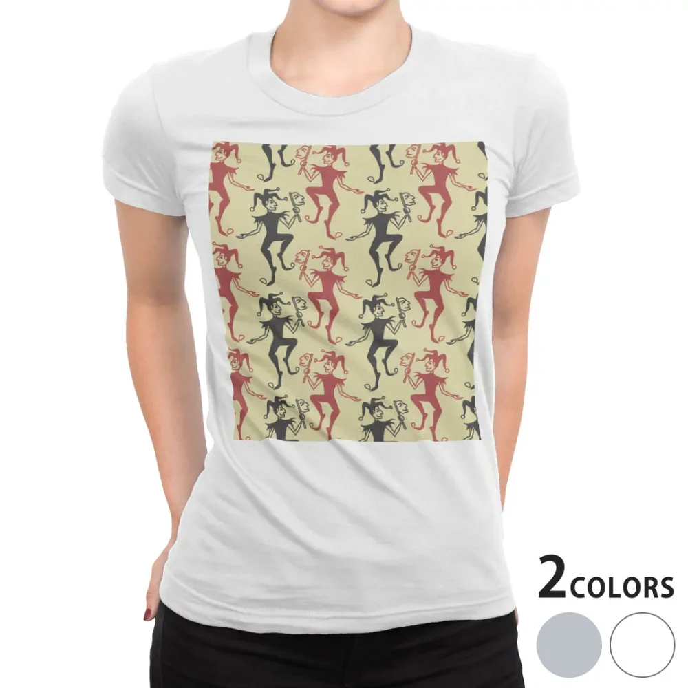 tシャツ レディース 半袖 白地 デザイン M L 白 ホワイト グレー Tシャツ ティーシャツ T shirt 002571 チェック・ボーダー キャラクター 模様