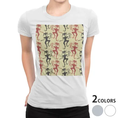 tシャツ レディース 半袖 白地 デザイン M L 白 ホワイト グレー Tシャツ ティーシャツ T shirt 002571 チェック・ボーダー キャラクター 模様