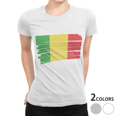 tシャツ レディース 半袖 白地 デザイン M L 白 ホワイト グレー Tシャツ ティーシャツ T shirt 018503 国旗 mali マリ