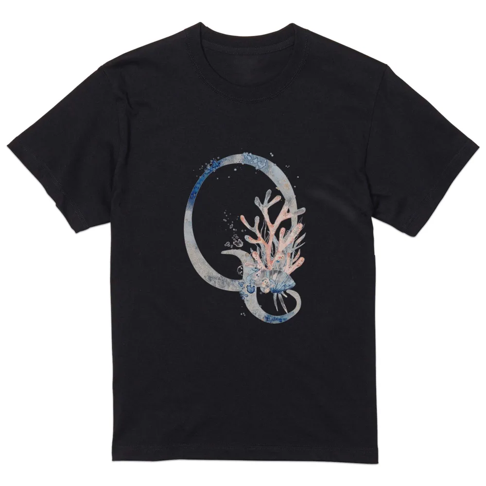 tシャツ メンズ 半袖 ブラック デザイン XS S M L XL 2XL Tシャツ ティーシャツ T shirt 黒 019669 文字 q アルファベット