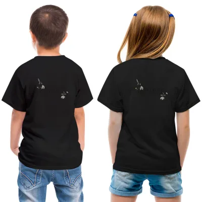 tシャツ キッズ バックプリント 半袖 黒地 ブラック デザイン 90 100 110 120 130 140 150 Tシャツ ティーシャツ T shirt 030168 イースター