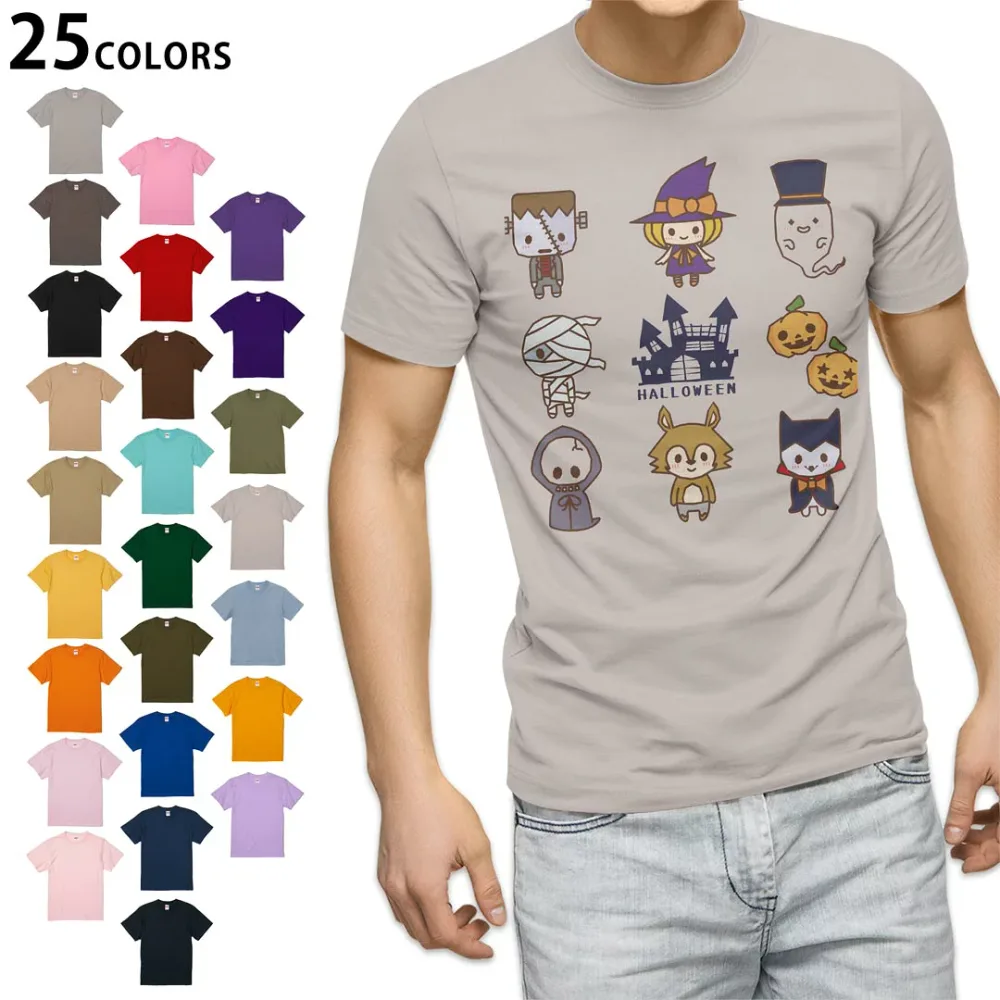 選べる25カラー tシャツ メンズ 半袖 ホワイト グレー デザイン S M L XL 2XL 3XL Tシャツ ティーシャツ T shirt009388 ハロウィン キャラクター 英語