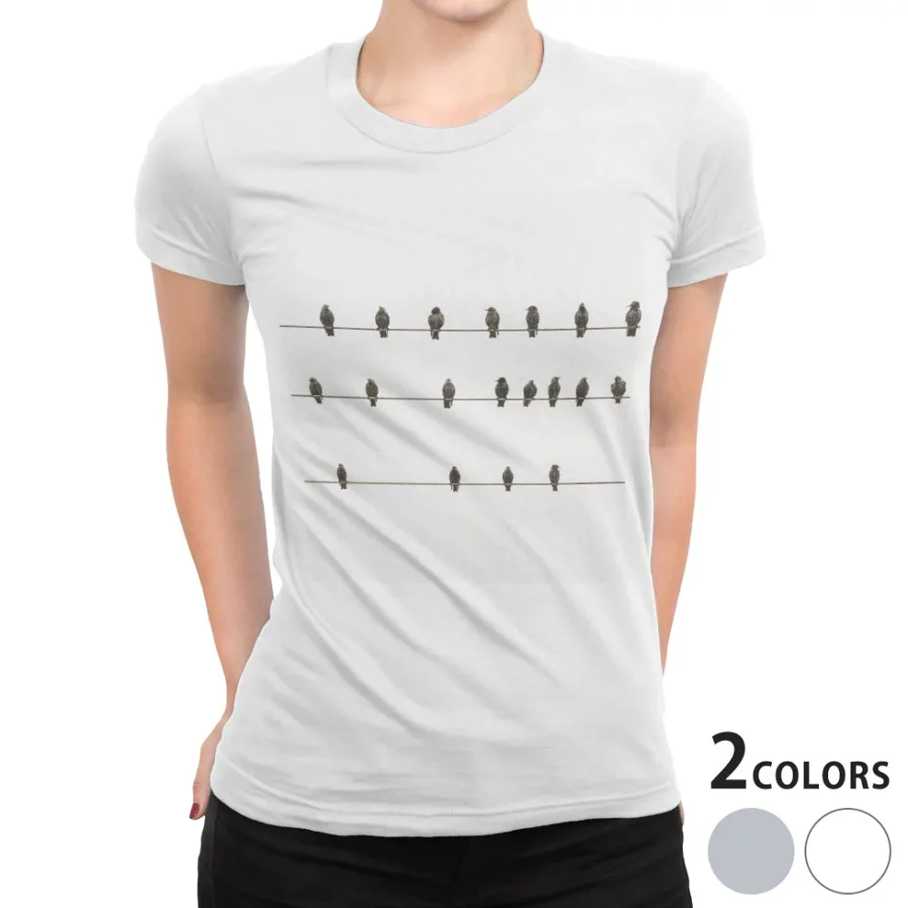 tシャツ レディース 半袖 白地 デザイン S M L XL Tシャツ ティーシャツ T shirt 023567 鳥 動物 アニマル