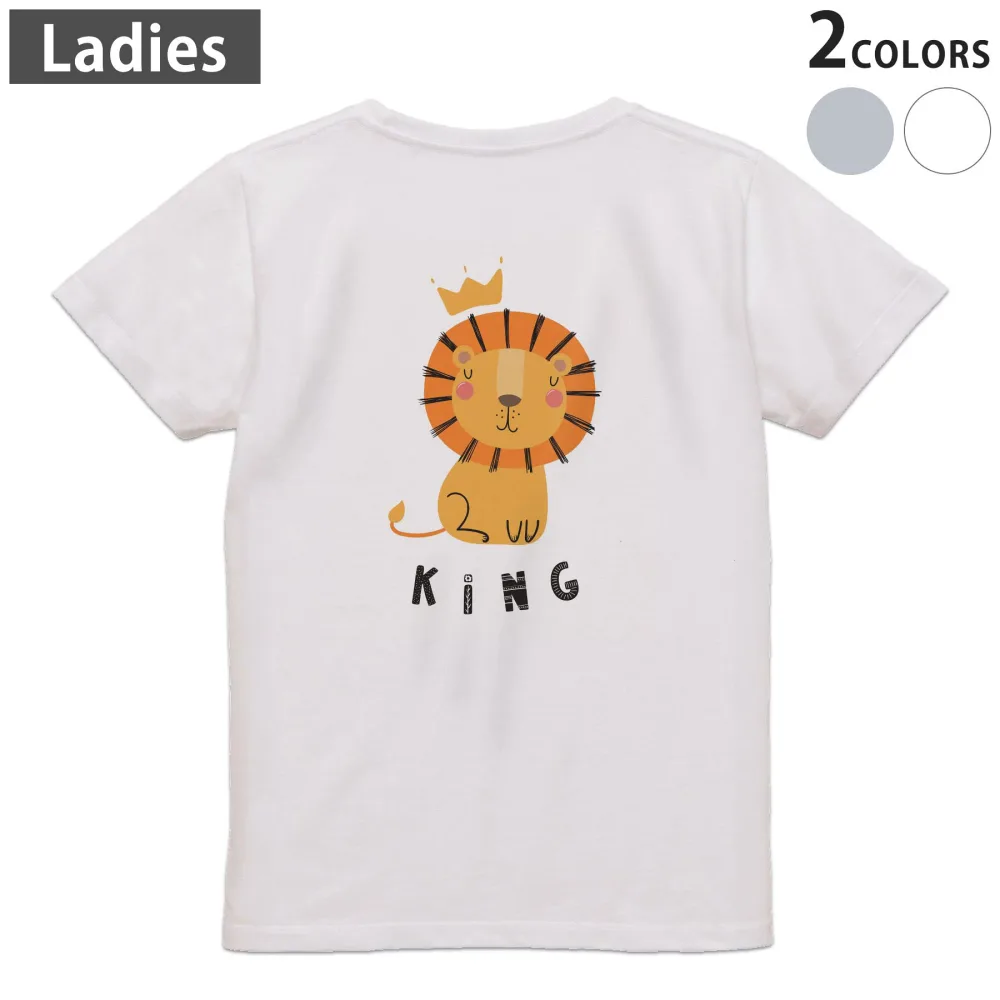Tシャツ レディース バックプリント 半袖 ホワイト グレー デザイン M Lティーシャツ T shirt 019101 アニマル キッズ