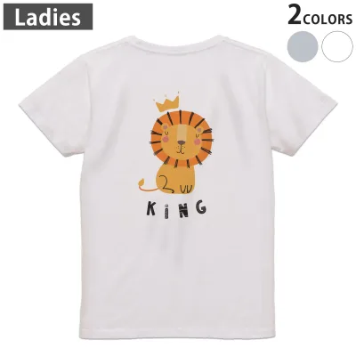 Tシャツ レディース バックプリント 半袖 ホワイト グレー デザイン M Lティーシャツ T shirt 019101 アニマル キッズ