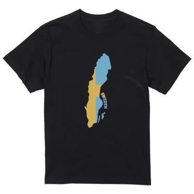 tシャツ メンズ 半袖 ブラック デザイン XS S M L XL 2XL Tシャツ ティーシャツ T shirt 黒 034602 国旗 国 SWEDEN スウェーデン