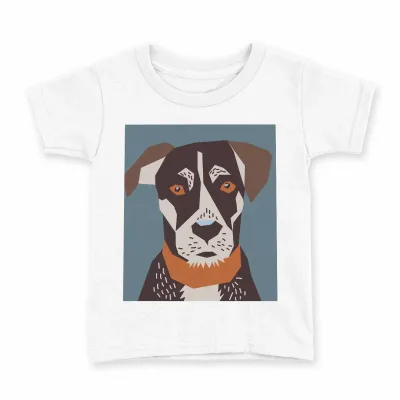 tシャツ キッズ 半袖 白地 デザイン 100 サイズ Tシャツ ティーシャツ T shirt 010997 犬 動物 緑