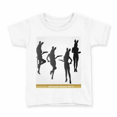 tシャツ キッズ 半袖 白地 デザイン 110 サイズ Tシャツ ティーシャツ T shirt 007282 バニー 人物 黒 ブラック