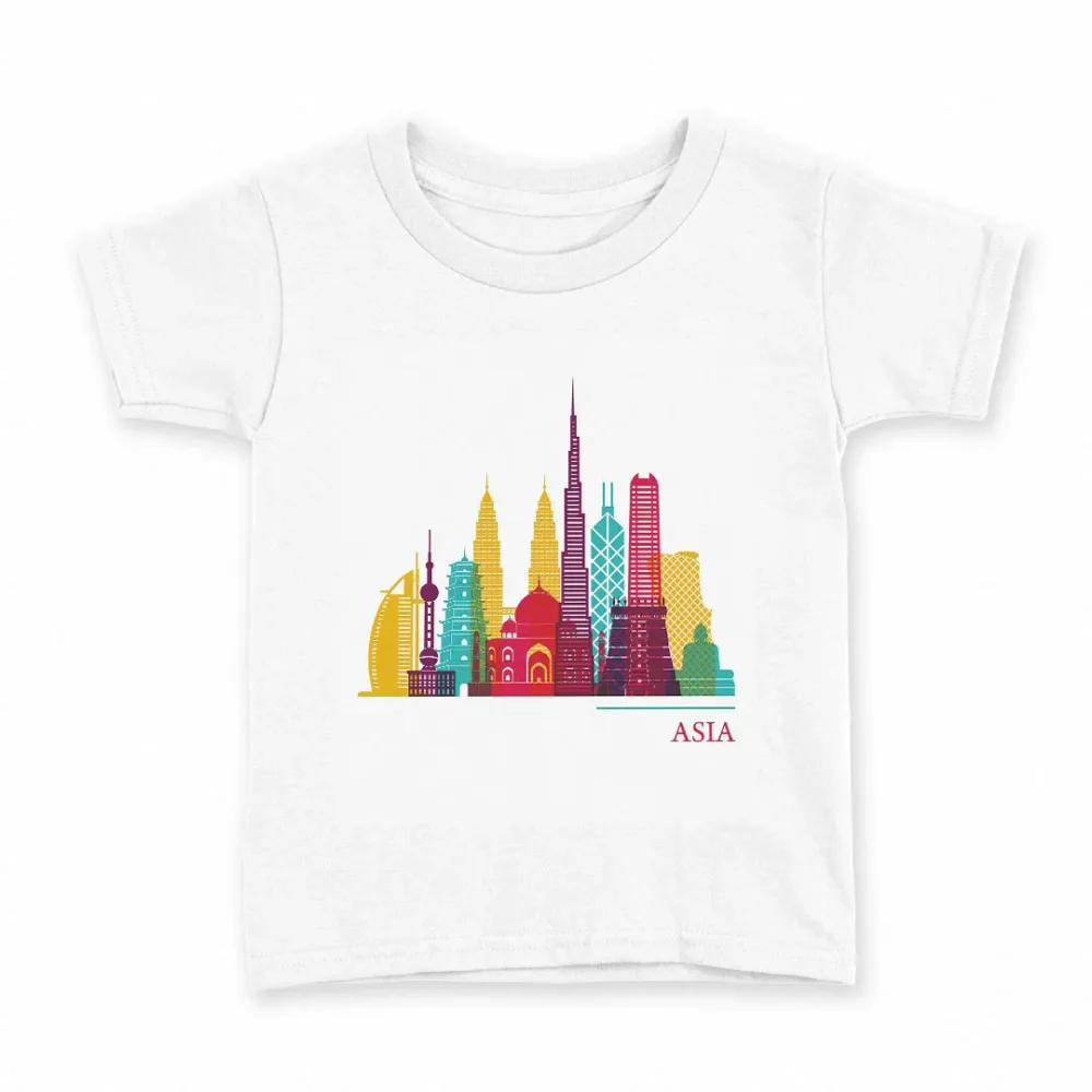 tシャツ キッズ 半袖 白地 デザイン 160 サイズ Tシャツ ティーシャツ T shirt 031763 アジア おしゃれ ビル