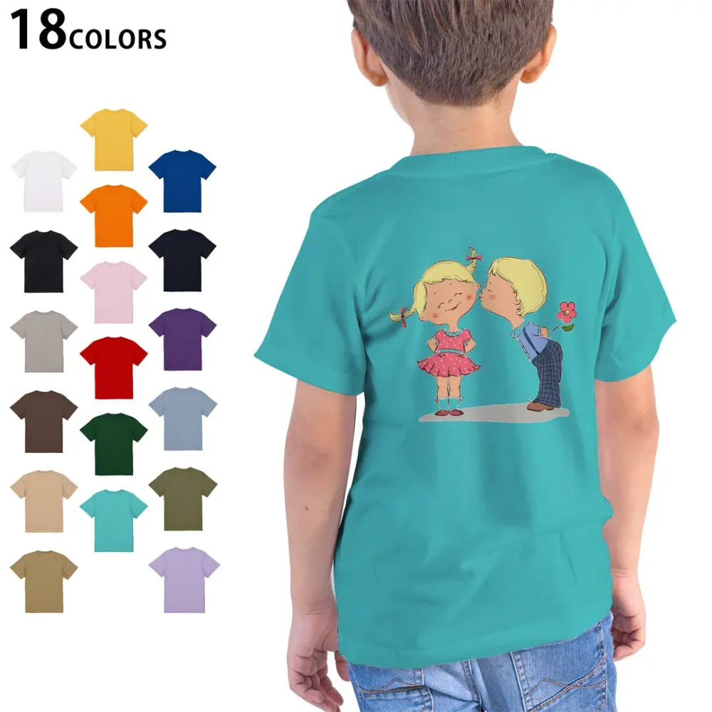 選べる18カラー Tシャツ キッズ 半袖 ホワイト グレー デザイン 90 100 110 120 130 140 150 160 Tシャツ ティーシャツ T shirt 011293 キャラクター 花 人物