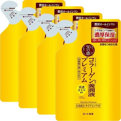 【4個セット】スキンケア 日用消耗品 コスメ 50の恵 養潤液プレミアム つめかえ用(200ml) ロート製薬 ロート 50の恵 養潤液プレミアム 養潤液 オールインワン シミ予防 シワ改善 化粧水 乳液