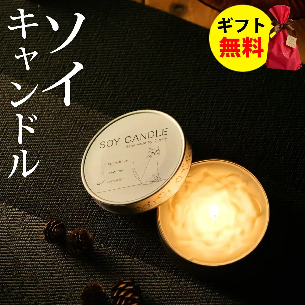 Candly キャンドリー SOY CANDLE ソイキャンドル (缶) ハンドメイド カーネーション イングリッシュアイビー ラベンダー 香り アロマ プレゼント ギフト お誕生日 贈り物 クリスマス 癒し 日本製 北海道 ローソク キャンドル(デジタルライフ)(熨斗対応不可)