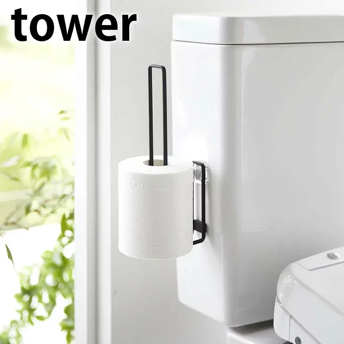 壁面 収納 フィルムフックトイレットペーパーホルダー タワー tower トイレ収納 ストッカー 省スペース トイレットペーパー 2個 白 黒 おしゃれ シンプル 壁掛け 5989 5990 ホワイト ブラック タワーシリーズ 山崎実業 yamazaki ヤマジツ