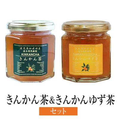きんかん茶 & きんかんゆず茶 セット190g 2個入 金柑 柑橘 フルーツ お茶 使い切り 国産 九州産 鹿児島産 送料無料 ギフト箱なし 清木場果樹園 タビグルメ