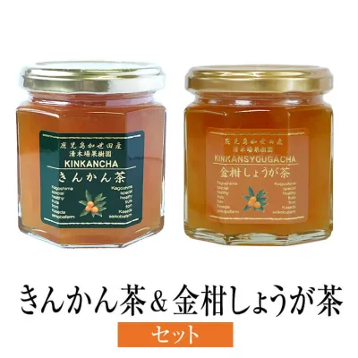 きんかん茶 & 金柑しょうが茶 セット190g 2個入 金柑 柑橘 フルーツ お茶 使い切り 国産 九州産 鹿児島産 送料無料 ギフト箱なし 清木場果樹園 タビグルメ