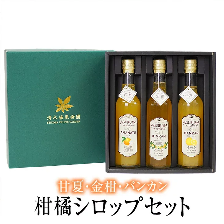 柑橘シロップセット 3本入 詰合せ ギフト ご贈答 甘夏 きんかん ばんかん リキュール フルーツ 国産 九州産 鹿児島産 送料無料 清木場果樹園 タビグルメ