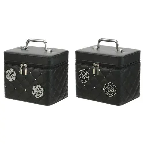 【ブラックカメリア即納可能】カメリア付きメイクBOX / メイクボックス お化粧ボックス メイク小物収納 収納 ケース
