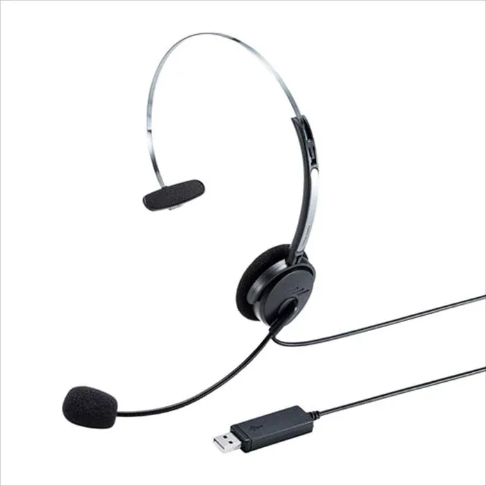 【代引不可】USBヘッドセット 片耳用 デジタル高音質 長時間使用 軽量 快適 Skype インターネット通話 サンワサプライ MM-HSU12BK