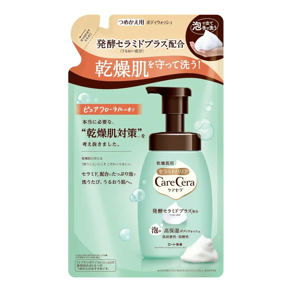 【あわせ買い2999円以上で送料お得】ロート製薬 ケアセラ 泡の高保湿ボディウォッシュ つめかえ用 385ml