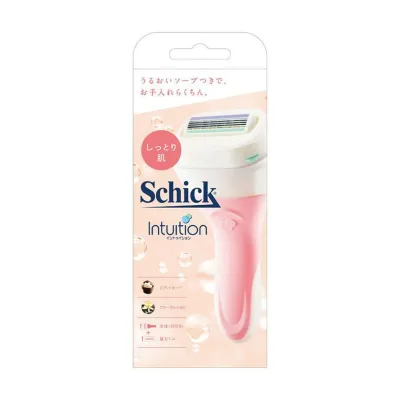 【送料お得・まとめ買い×3個セット】Schick イントゥイション しっとり肌 ホルダーに装着済み刃+替刃1コ 女性用カミソリ