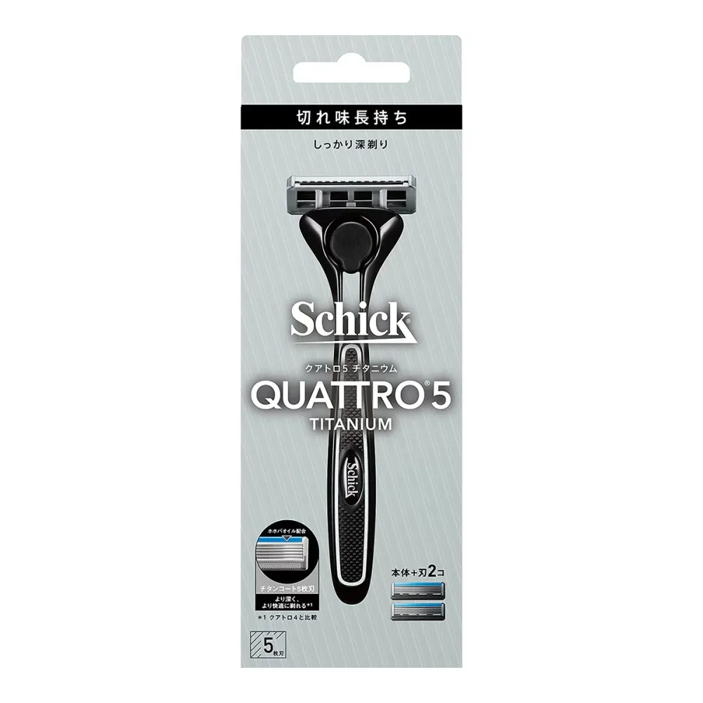 【送料お得・まとめ買い×9個セット】シック・ジャパン schick シック クアトロ5チタニウム ホルダー(刃付き+替刃1コ) カミソリ