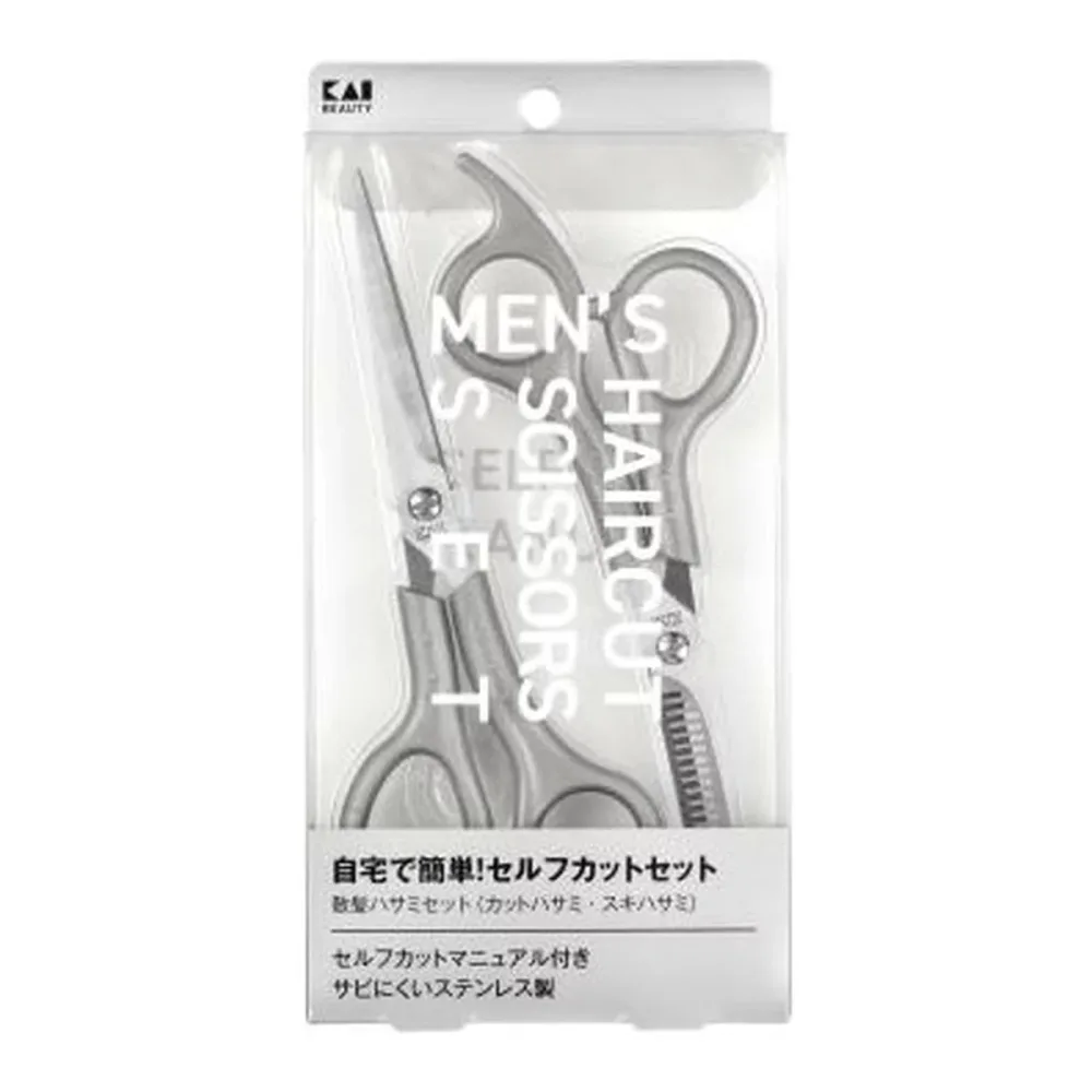【送料お得・まとめ買い×7個セット】貝印 KQ3205 メンズ ヘアカット セット マニュアル付 散髪ハサミセット