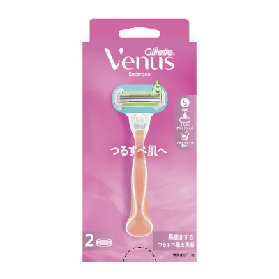 【送料お得・まとめ買い×20個セット】P&G ジレット ヴィーナス エンブレイス つるすべ肌 ホルダー 替え刃式 本体 + 替え刃 2個入