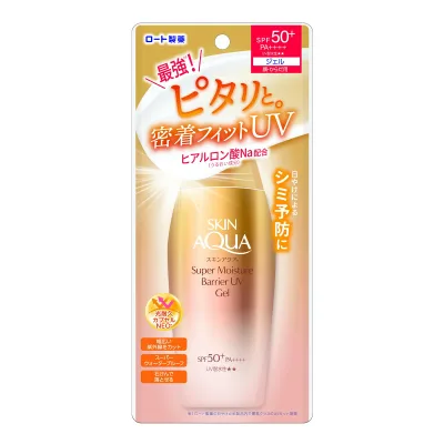 【送料お得・まとめ買い×7個セット】ロート製薬 スキンアクア スーパーモイスチャー バリア UV ジェル 100g SPF50+ PA++++ UV耐水性☆☆