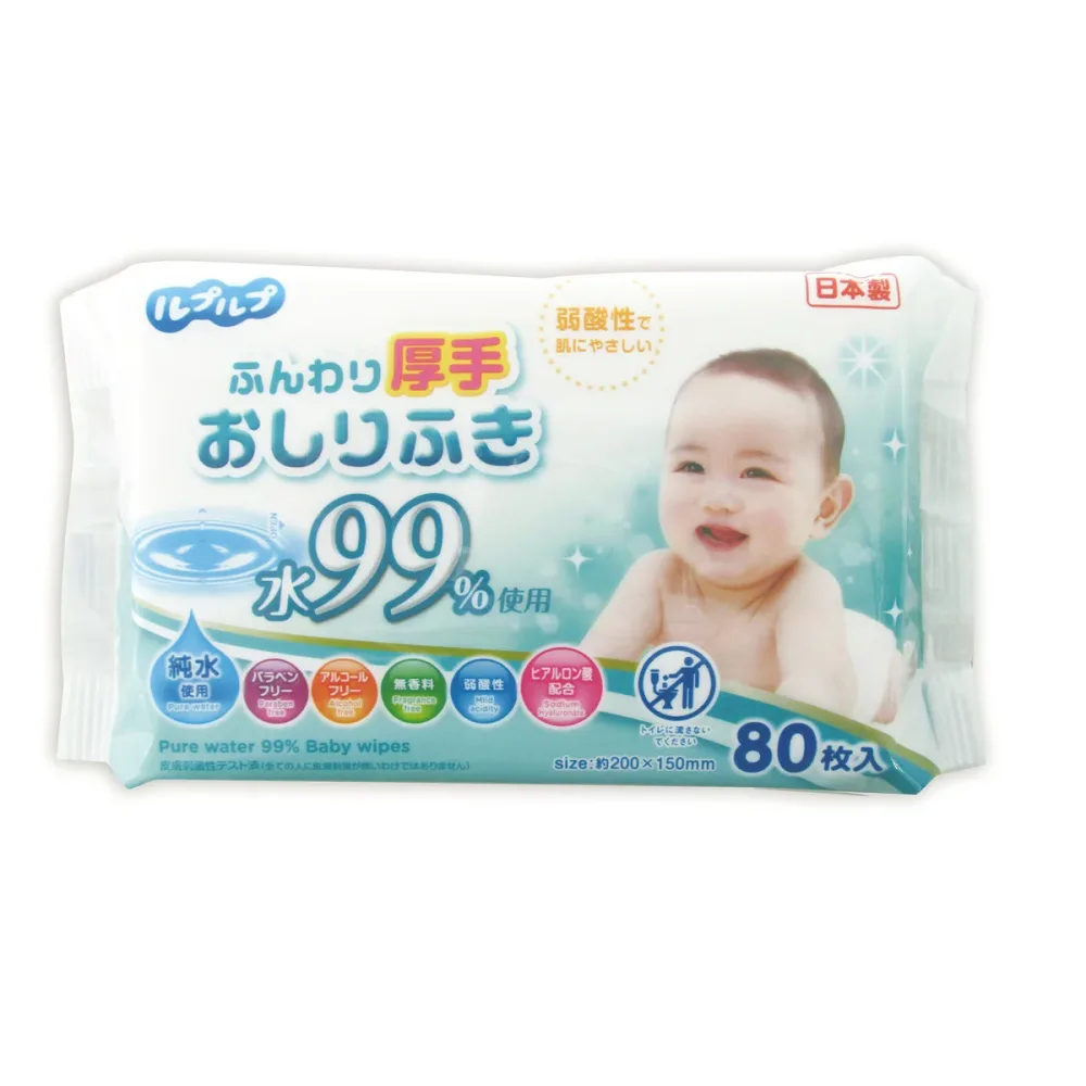 【送料お得・まとめ買い×24個セット】Life-do.Plus ルプルプ ふんわり厚手おしりふき 水99% 80枚入り
