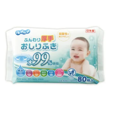 【送料お得・まとめ買い×24個セット】Life-do.Plus ルプルプ ふんわり厚手おしりふき 水99% 80枚入り