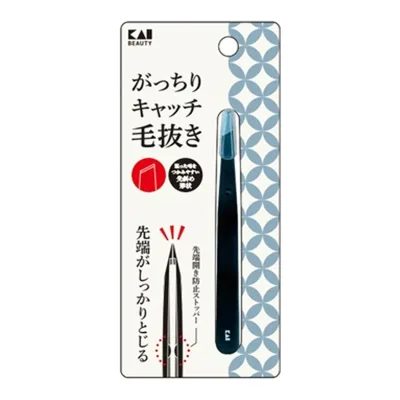 【送料お得・まとめ買い×3個セット】貝印 がっちりキャッチ 毛抜き ブラック
