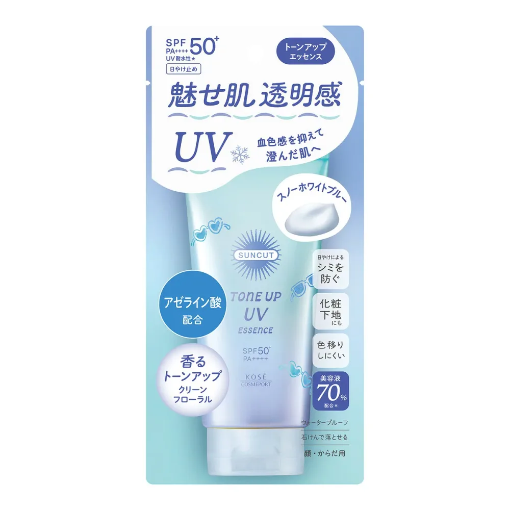 【送料お得・まとめ買い×7個セット】サンカットR トーンアップUV エッセンス スノーホワイトブルー 80g SPF50+ PA++++ 日焼け止め