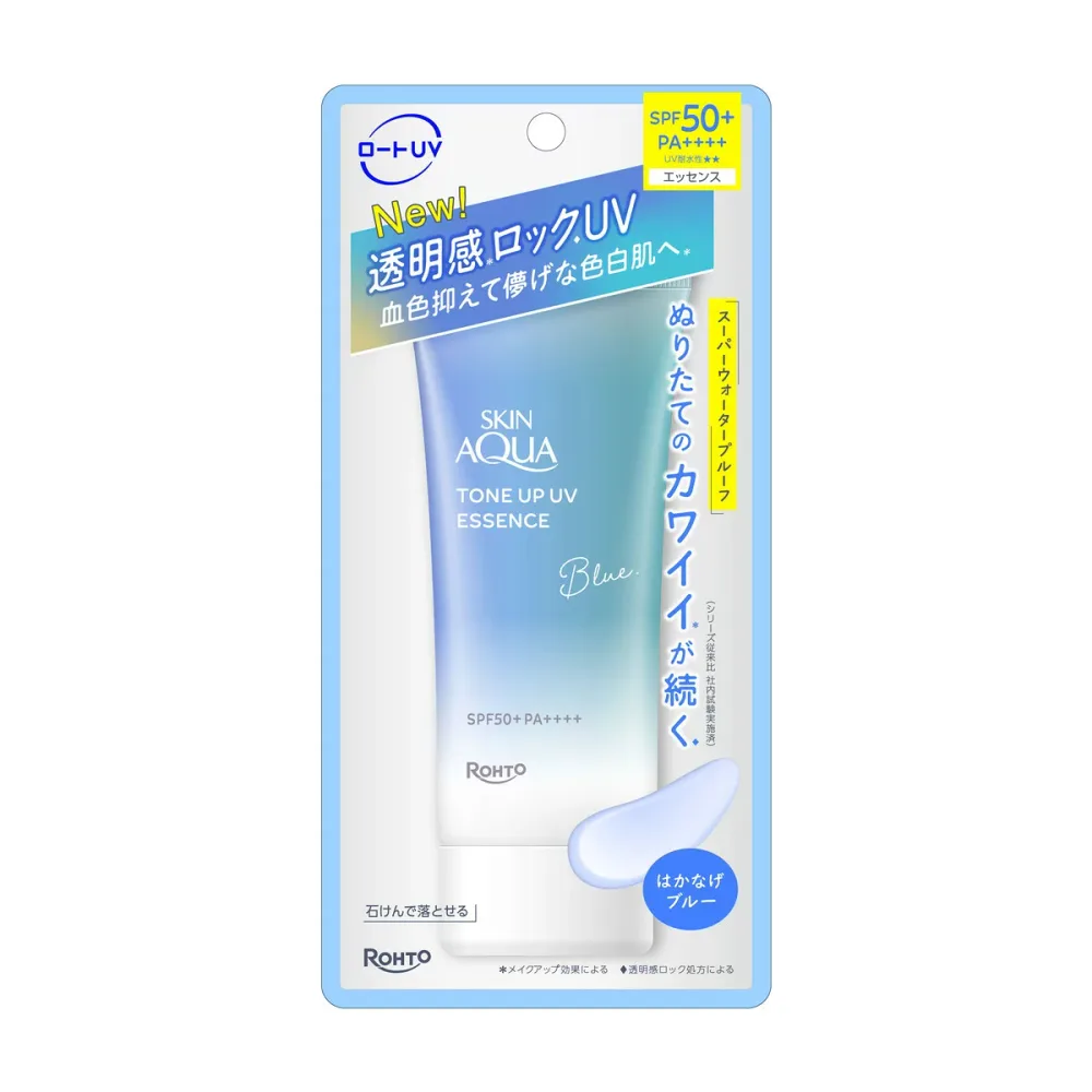 【送料お得・まとめ買い×11個セット】ロート製薬 スキンアクア トーン アップ UV エッセンス はかなげブルー 70g SPF50+ PA++++ 日焼け止め