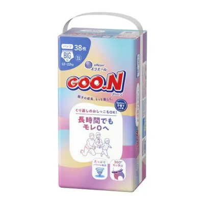 【送料お得・まとめ買い×2個セット】グーン 長時間でもモレ0へ パンツ BIGサイズ 38枚 こども用紙おむつ